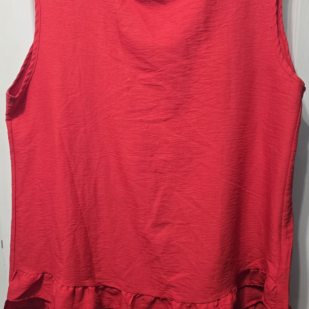Ruffled Red Sleeveless Tank Top